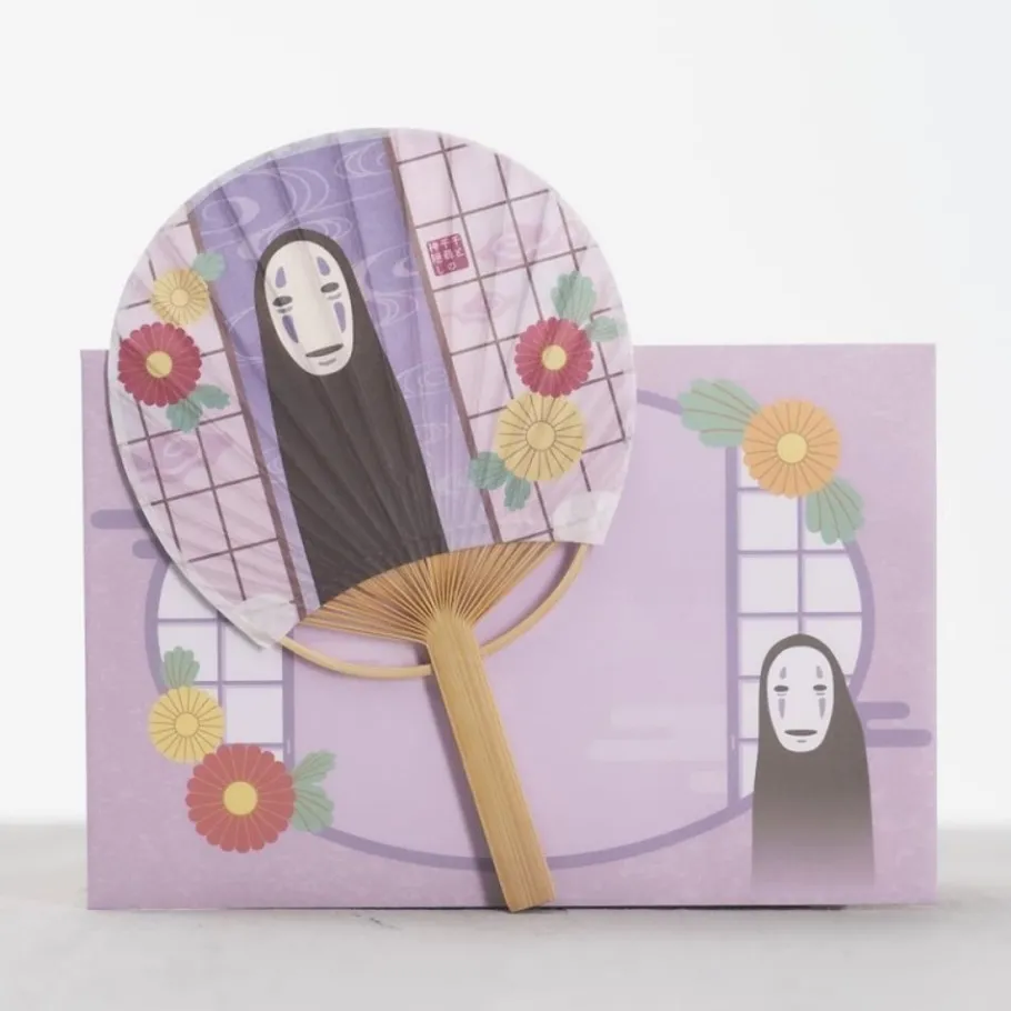 Maison Ghibli Bamboo Fan & Letter Set No Face With Flower - Spirited Away Best