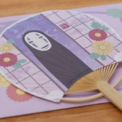 Maison Ghibli Bamboo Fan & Letter Set No Face With Flower - Spirited Away Best