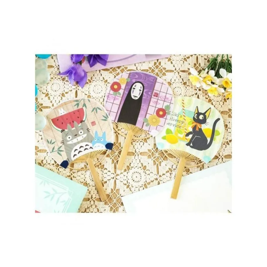 Maison Ghibli Bamboo Fan & Letter Set No Face With Flower - Spirited Away Best