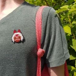 Maison Ghibli Embroidered Jewel Brooch San'S Mask - Princess Mononoke New