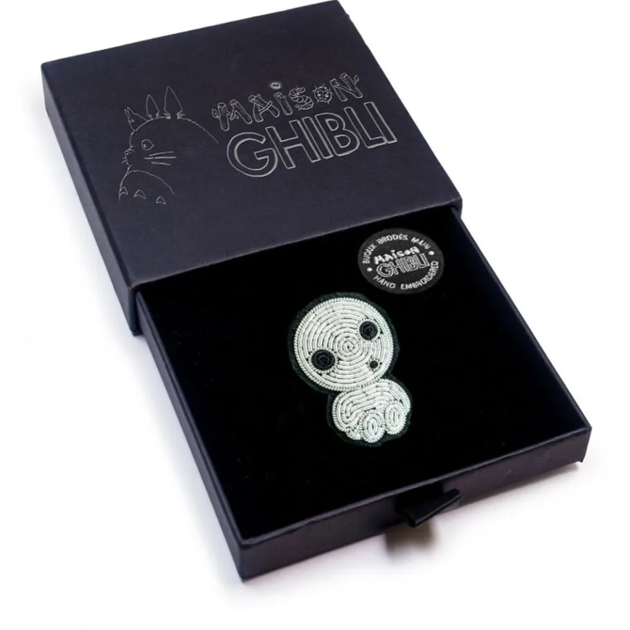 Maison Ghibli Embroidered Jewel Brooch Seated Kodama - Princess Mononoke Clearance