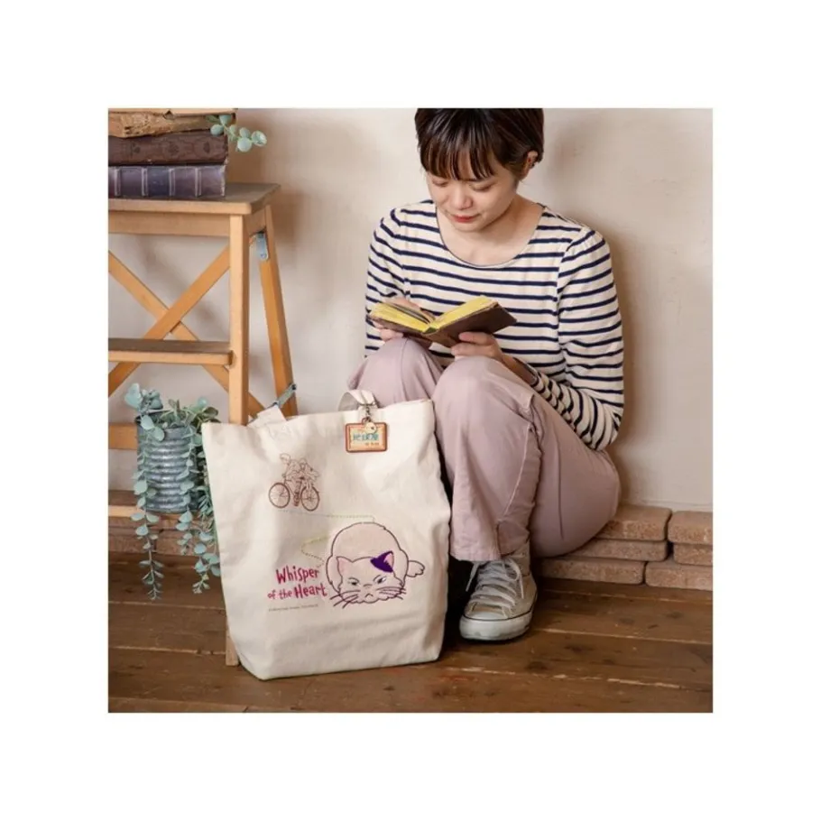 Maison Ghibli Embroidery Canvas Tote Bag The Path Of Twos - Whisper Of The Heart Outlet