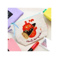 Maison Ghibli Embroidery Pouch Calcifer - Howl'S Moving Castle New
