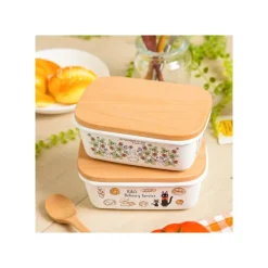 Maison Ghibli Enamel Butter Dish With Wooden Lid Viennese Pastries 500Ml - Kiki'S D Clearance