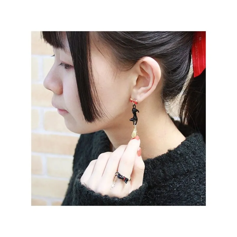 Maison Ghibli Jiji With Broom Pierced Earrings - Kiki'S Delivery Service Clearance