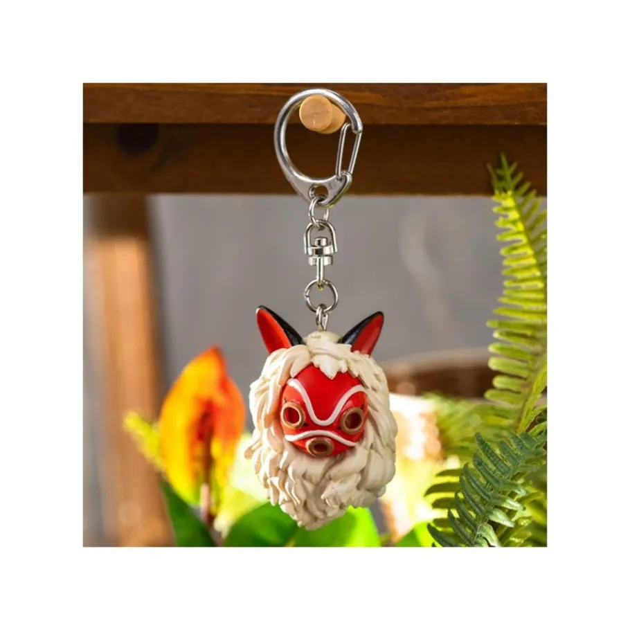 Maison Ghibli Keychain San'S Mask And Kodama - Princess Mononoke Best