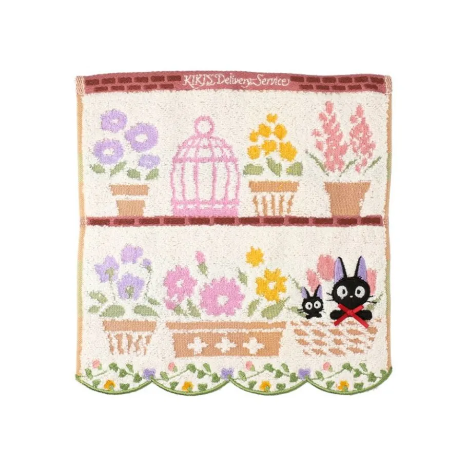 Maison Ghibli Mini Towel Jiji And Her Favourite Flowers 25X25 - Kiki'S Delivery Ser