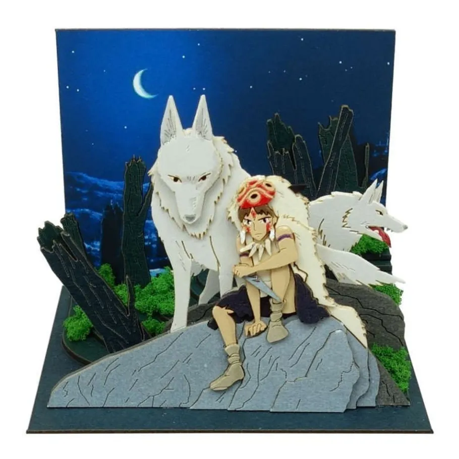 Maison Ghibli Paper Craft San And Moro Under The Moon - Princess Mononoke Online