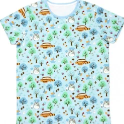 Maison Ghibli Patterned T-Shirts Totoro Forest Light Blue S(Ladies) - My Neighbor Totoro