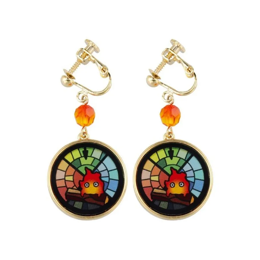 Maison Ghibli Stained Glass Series - Earrings Calcifer- Howl'S Moving Castle Sale
