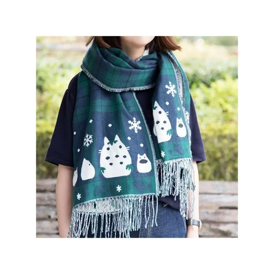 Maison Ghibli Stole With Button Totoro Check Pattern - My Neighbor Tororo Discount