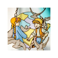Maison Ghibli Sun Catcher Stained Glass Sheeta & Pazu - Castle In The Sky New