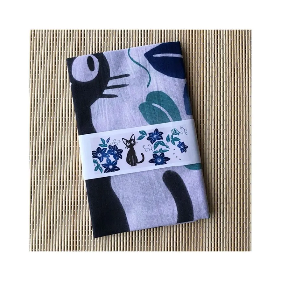 Maison Ghibli Tenugui Jiji Blue Flowers - Kiki'S Delivery Service Online