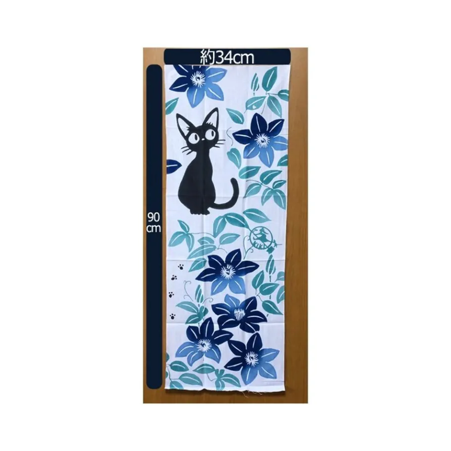 Maison Ghibli Tenugui Jiji Blue Flowers - Kiki'S Delivery Service Online