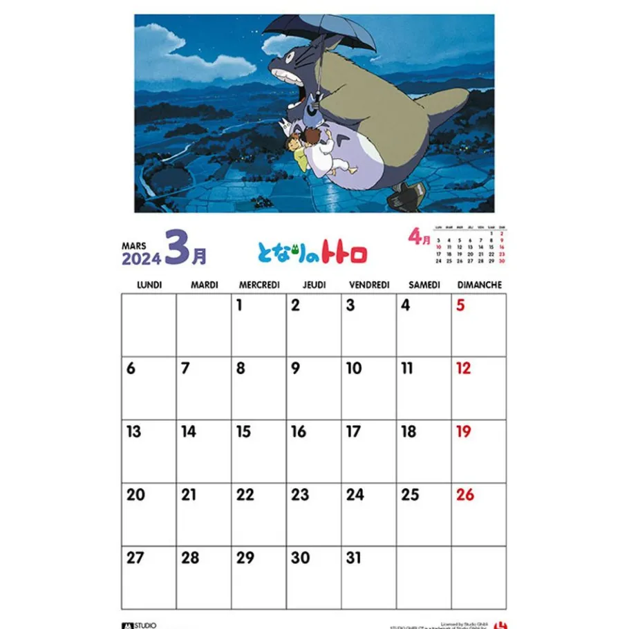 Maison Ghibli Totoro Calendar 2024 - En Online