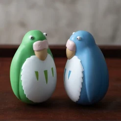 Maison Ghibli Two Pack Roly-Poly Figurines Blue & Green Parakeet - The Boy And The New