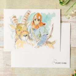 Maison Ghibli Watercolour Greeting Cards 24 X 15,8 Cm Ashitaka And Yakul - Princess Sale
