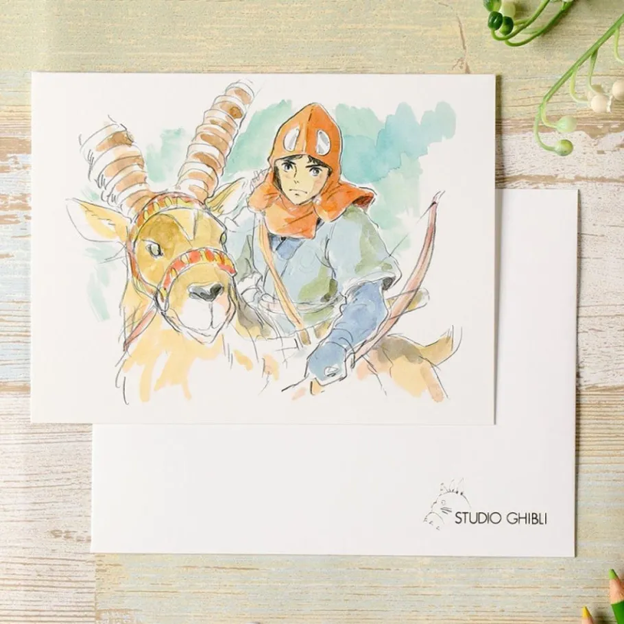 Maison Ghibli Watercolour Greeting Cards 24 X 15,8 Cm Ashitaka And Yakul - Princess Sale