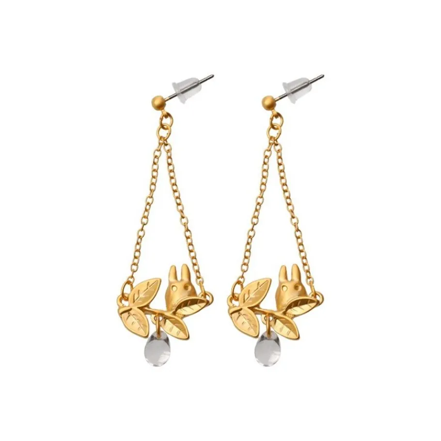 Maison Ghibli White Totoro Earring Hidden In A Leaf - My Neighbor Totoro Sale